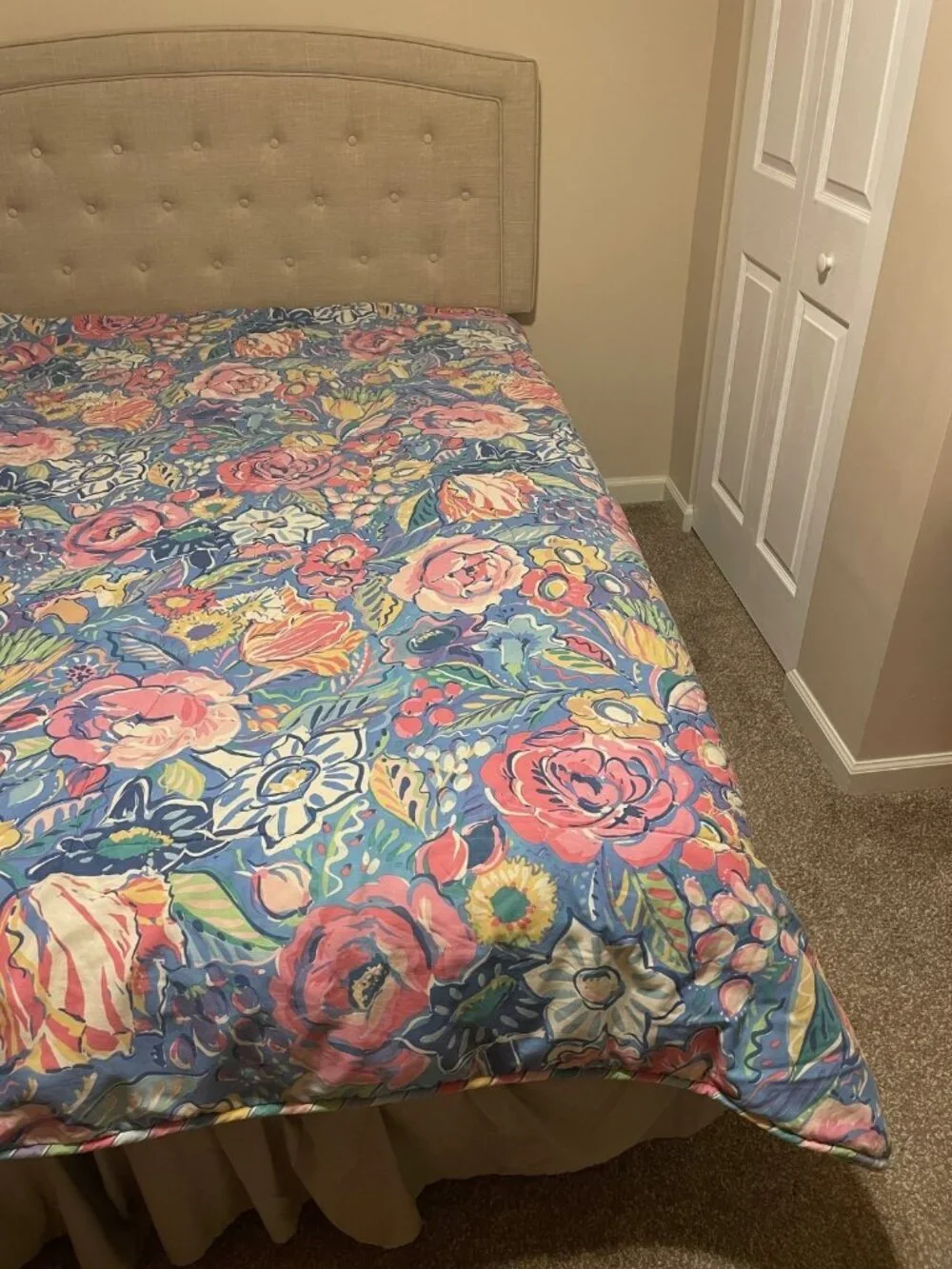 VTG Collier Campbell Tambourine Twin Size Comforter Reversible Floral Stripes